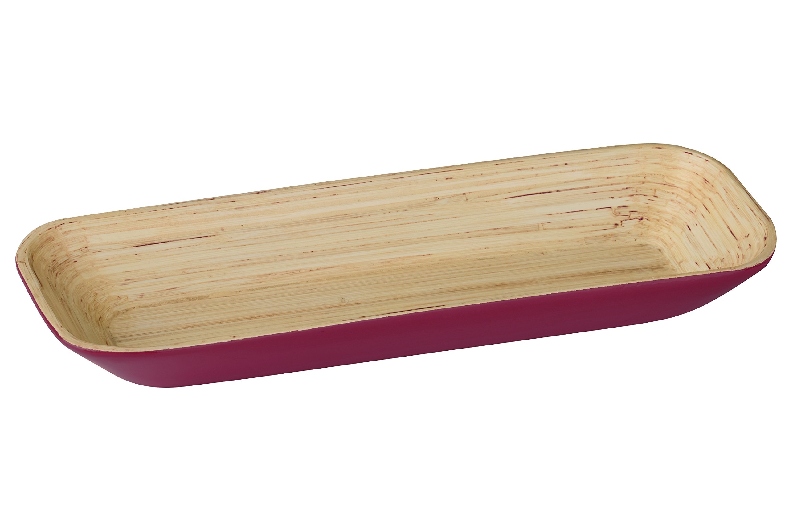 Premier Housewares Kyoto Tray, Spun Bamboo, Raspberry, 14 x 36 x 4 cm