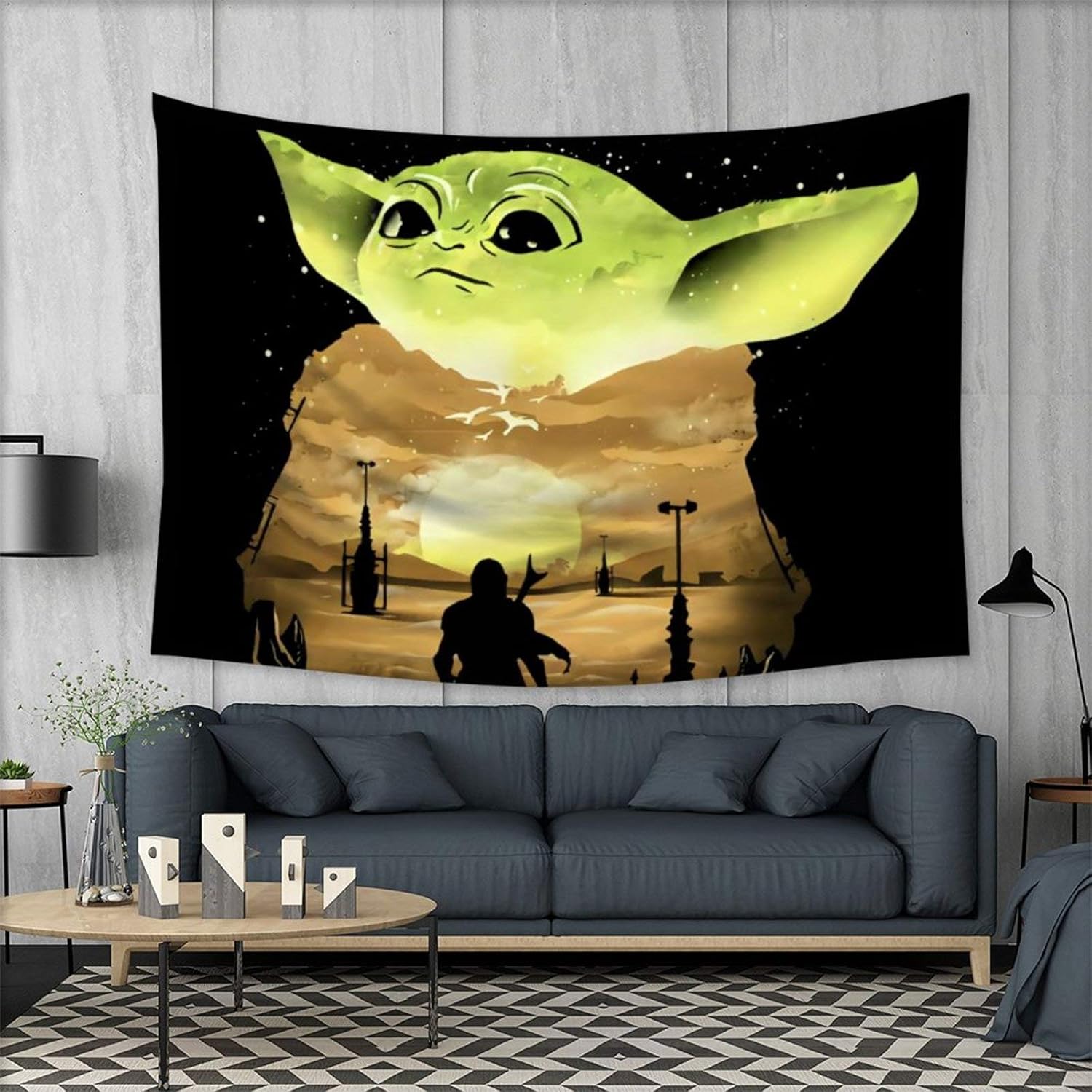 Amazon Com Decoration For Living Room Tapestry Mandalorian Art Baby Yoda Wall Hangings 70x90inch 180x230cm Everything Else