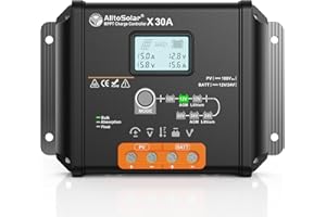 Allto Solar 20 Amp 12V/24V MPPT Solar Charge Controller, 20A Solar Charge Regulator with LCD Backlit Display + Temp Sensor, Perfect for 12/24 Volt Gel AGM Lifepo4 Battery