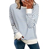 Simplee Womens Oversized Striped Sweatshirt Casual Long Sleeve Crewneck Loose Trendy Pullover Tops Fashion Clothes 2026