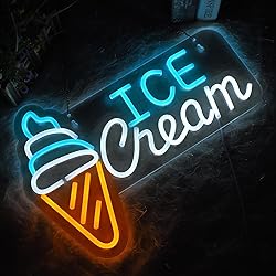 JOMOBUTY Ice Cream Neon Sign LED Light up Sign with