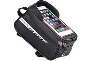 ASKGO Waterproof Bike Phone Front Frame Bag with TPU Touchscreen & Sun Visor, Bicycle Handlebar Cell Phone Mount Case, Univer