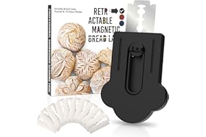 MEKER Bread Lame, Extractable Magnetic Dough Scoring Tool for Sourdough Bread Baking & Making, Includes Scoring Patterns Booklet and 10 Razor Blades, Black