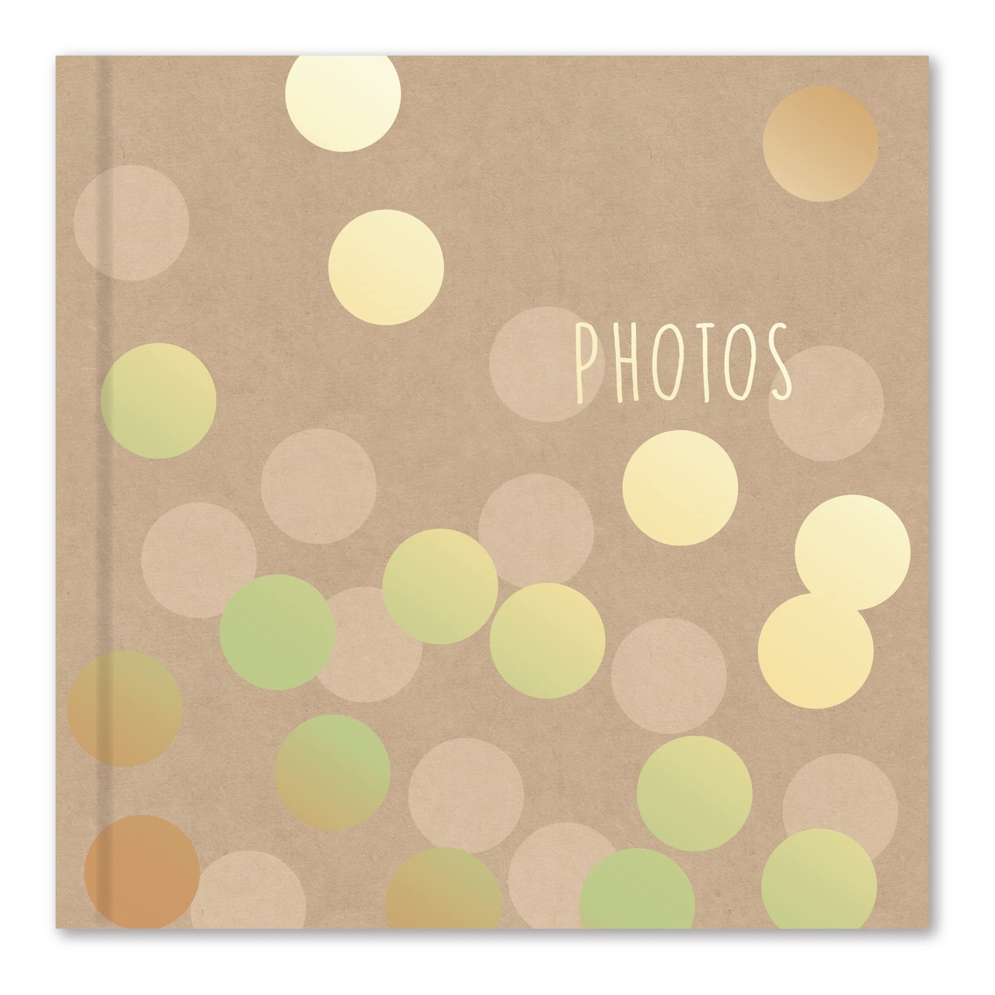 Karrma Photo Album with 200 Photo pockets Suitable for photos size 6'' x 4'' (15cm x 10cm) Memo Section a Stiff Backed Padded Cover Inside Contains Slip in Pockets - Kraft Gold Spots