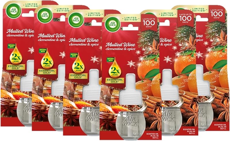 Air Wick Mulled Wine Plug in Diffuser Refill Pack 6 x 19ml Long Lasting