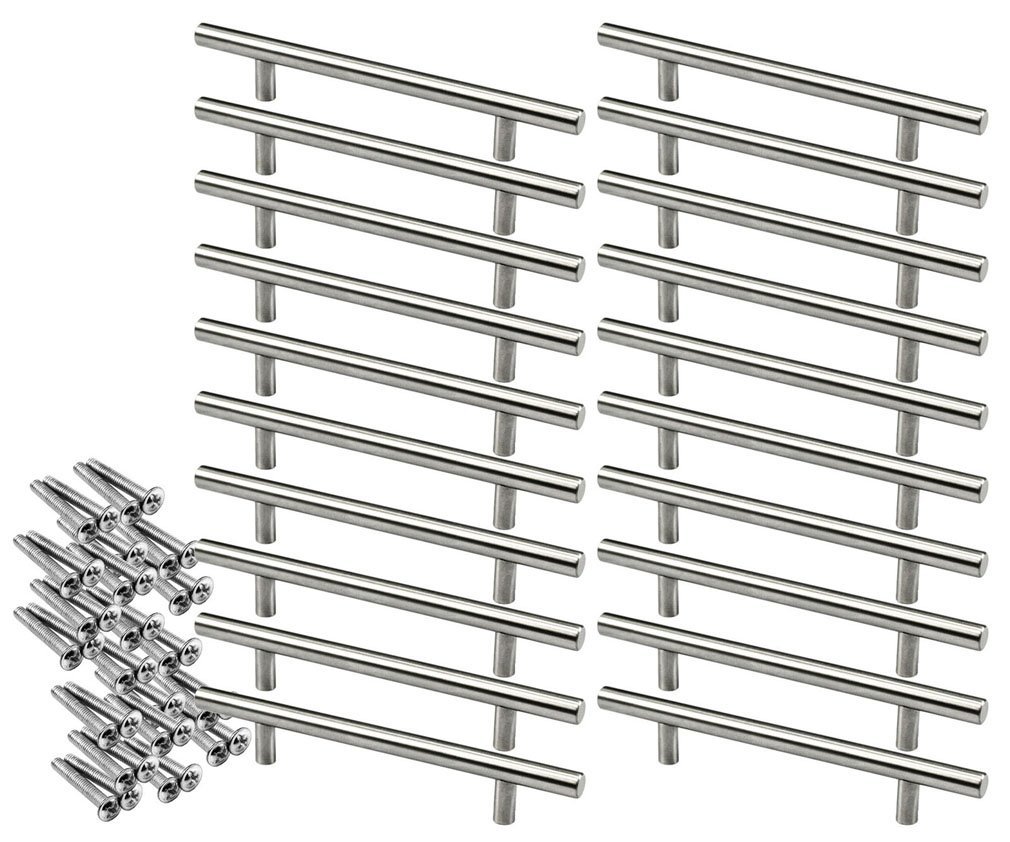 20pcs 128mm Kitchen T Bar Handle Cup Board Cabinet Door Bedroom w/Screw New
