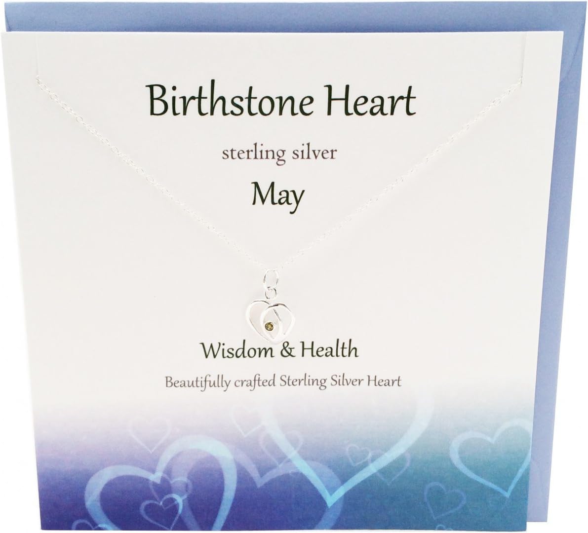 Silver Studio - May Birthstone Heart Necklace and Card