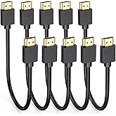 Short HDMI Cable 1FT 5-Pack, Slim 4K HDMI 2.0 Cord 1 FT Flexible Multipack | HDMI to HDMI Cable 1FT Multi-pack, 4K@60Hz,2K@165/144Hz,3D,HDCP 2.2,HDR,ARC &amp; CL3 Rated for Camera,Laptop,Monitor,TV,Soundbar