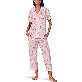 BedHead Pajamas Women's Cotton Woven Short Sleeve Cropped Pj Set