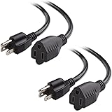 Cable Matters 2-Pack 16 AWG Heavy Duty Power Extension Cord 10 ft, UL Listed (Power Cord Extension / 3 Prong Extension Cords,