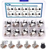 Taiss 40PCS Potentiometer Kit with Rotary knobs,WH148 B1K 2K 5K 10K 20K 50K 100K 250K 500K 1M Ohm potentiometers Assortment Single Linear Taper Rotary Audio B Type and Nuts,Washers
