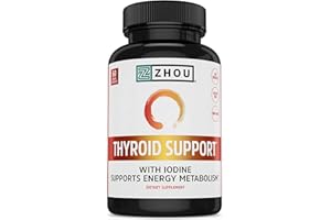 ZHOU Thyroid Support - Thyroid Supplement for Women & Men with Zinc, Iodine, & Selenium, Cellular Energy Thyroid Complex with Ashwagandha, Kelp - 60 Veggie Capsules (Pack of 1)