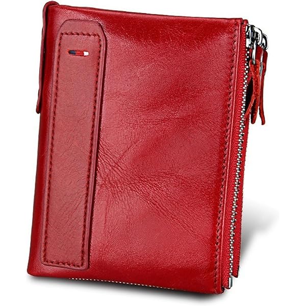 Amazon.com: Alkenred small wallet for women Red Leather Bifold