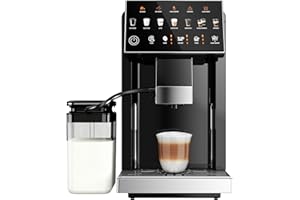 ICEVIVAL Fully Automatic Coffee Machine, 20 Bar Coffee Maker with Grinder, Automatic Espresso Machine with 15 Grinding Levels, Touch Control for Cappuccino & Latte, Auto Self-Cleaning