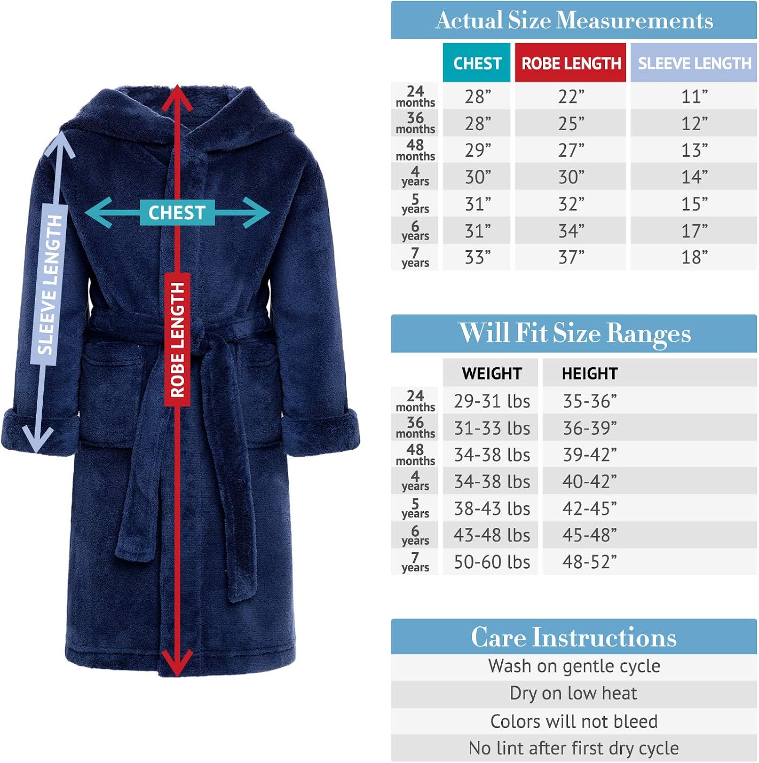 Alexander Del Rossa Kid's Soft Fleece Robe with Hood, Boys and Girls Bathrobe: Clothing