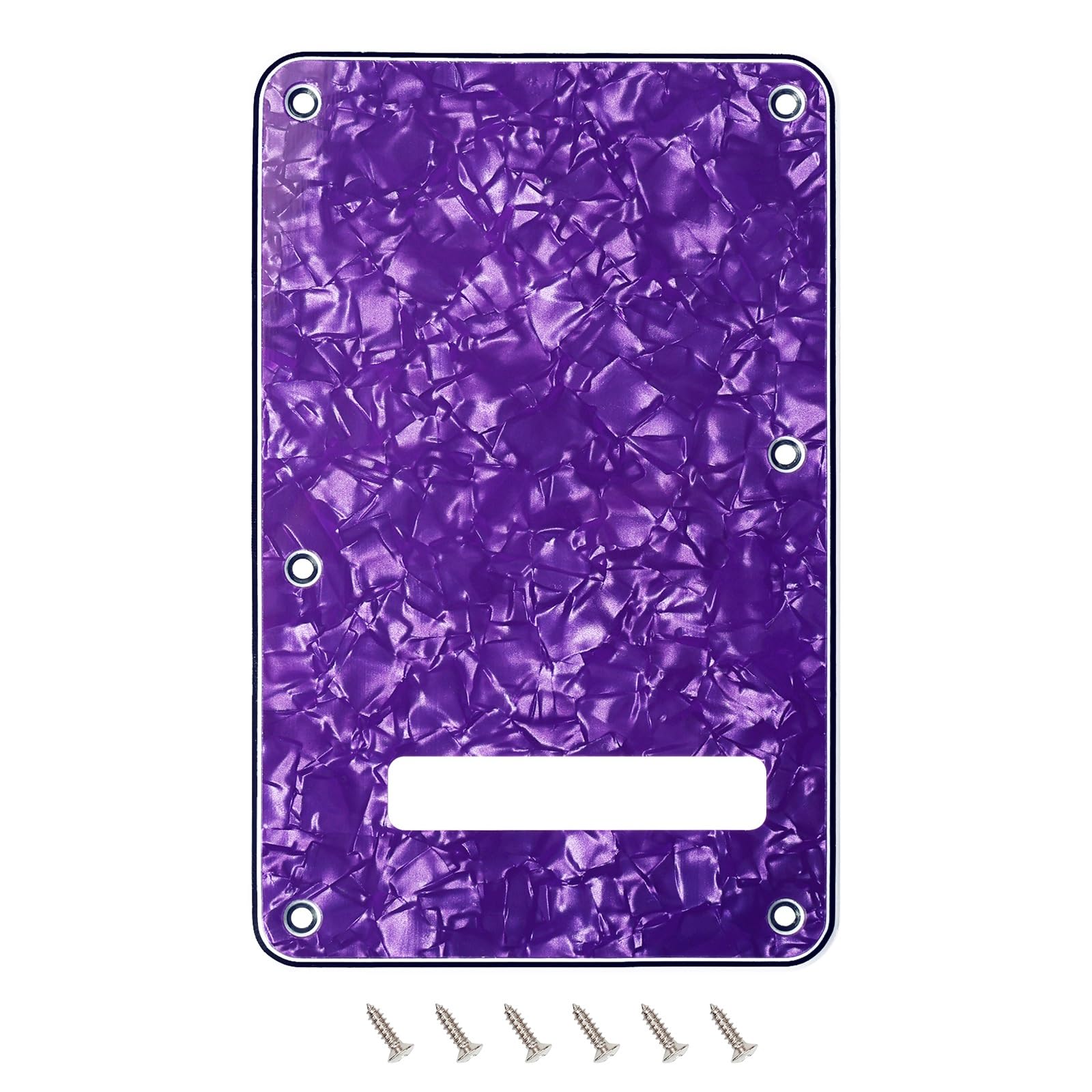 Banworks Electric Guitar 4 Ply Backplate 6-Hole Trem Tremolo Cover for USA/Mexican Standard Strat ST JT/HGB-01 Purple Pearl