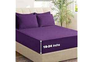 USXIBEI 6 Piece Full Sheet Set – Breathable & Cooling Bedding Set with 18-24 Inch Deep Pockets - 1 Flat & 1 Fitted Sheet & 4 