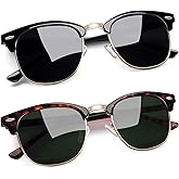 Joopin Vintage Sunglasses Half Frame Sun Glasses Polarized UV Protection Browline Shades for Women Men