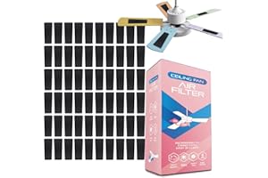 JJI Ceiling Fan Air Filter - Activated Charcoal Ceiling Fan Filters for Pets - Ceiling Fan Blades Shape Design - Easily Sticks on Ceiling Fan Blade Top Household Contaminants Purifier (60 Count Pink)