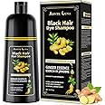 IIIMEIDU Black Hair Dye Shampoo 3 in 1, Natural Hair Dye Semi Permanent Hair Color, Gray Hair Cover Up, Ginger Essence shampo