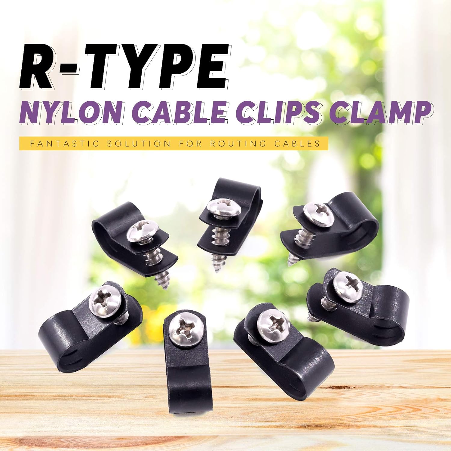Swpeet 120 Pack Black 5/16 Inch Nylon Plastic R-Type Cable Clips Clamp Kit, Nylon Screw Mounting Cord Fastener Clips with 60 Pack Screws for Wire Management (5/16 Inch, Black): Home Audio & Theater