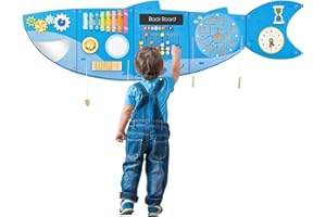 JOLIE VALLÉE TOYS & HOME Shark Activity Wall Busy Board Panels,Busy Board for Toddlers Montessori Sensory Toys Wall Mount Wooden Learning Toy Ideal Furniture for Playroom & Children's Daycare