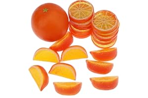 Woration 19 Pcs Artificial Fake Orange & Slices Blocks Set Simulation Fruits Model Realistic Oranges Home Decoration for Party Kitchen Wedding Props Ornament