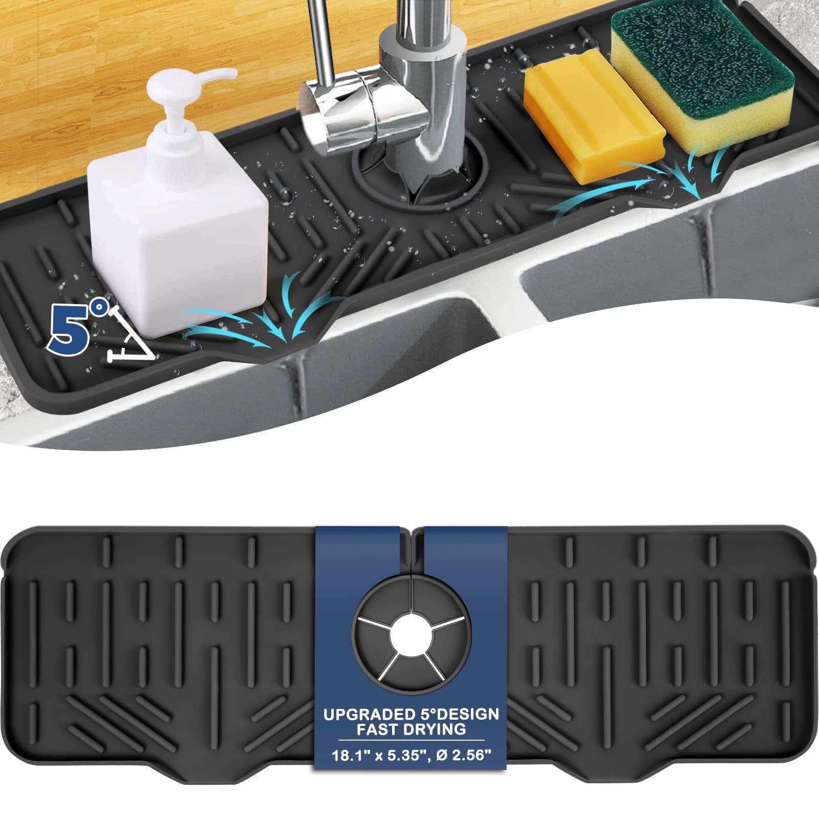 Photo 1 of Silicone Sink Faucet Drying Mat Kitchen Sink Faucet Splash Guard Faucet Handle Drip Catcher Tray, Dish Sponge Holder Kitchen Sink Accessories Sink Protector Home Kitchen Organization Gadgets Organizer