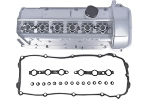 GELUOXI 11127512839 Aluminum Valve Cover w/Gasket & Oil Cap and Bolts Kit Replacement for BMW E46 E39 E60 X3 E83 X5 E53 Z4 32