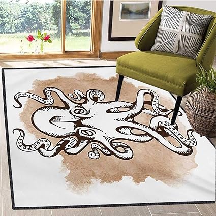 Kraken, Alfombra para Dormitorio, diseño Antiguo de Monstruo de los
