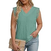 Eytino Plus Size Tank Tops for Women V Neck Lace Tee Shirts Summer Casual Sleeveless Shirts Blouse(1X-5X)
