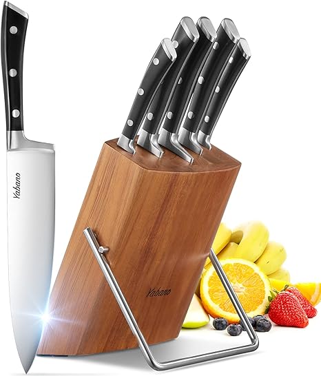 Amazon Com Kitchen Knife Set 6 Piece Small Knife Set With Wooden Block Super Sharp High Carbon Stainless Steel Cutlery Knife Block Set Kitchen Dining