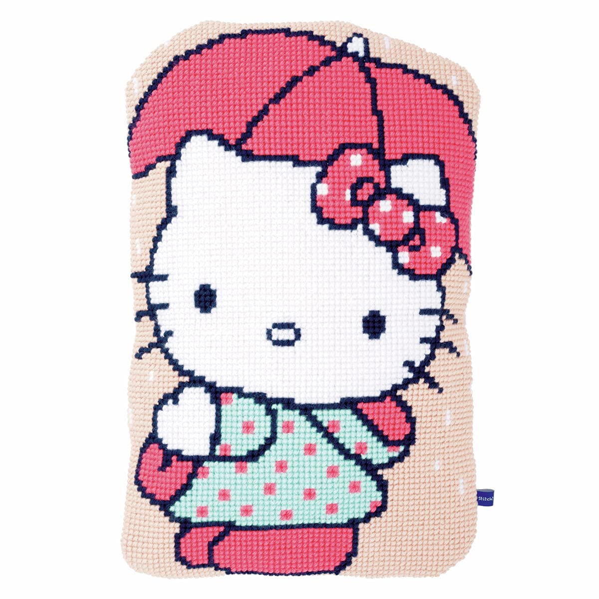 Vervaco Cross Stitch Kit: Cushion: Hello Kitty: Under Umbrella, Other, NA, 40 x 40cm
