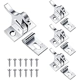 Lounsweer 4 Pcs Silver Heavy Duty Cabinet Door Latch | Heavy Duty Elbow Catches for Closets Cabinets, Bedroom Bathroom Window Hardware, Rust Resistant Finish, Easy Installation