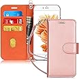 FYY Case for iPhone 6 Plus/6s Plus, PU Leather Wallet Phone Case with Card Holder Flip Protective Cover [Kickstand Feature] [Wrist Strap] for Apple iPhone 6 Plus/6s Plus 5.5" Rose Gold