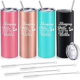 Yaomiao 4 Pcs Christmas Pharmacy Tumbler Nurse Pharmacy Technician Gifts Slinging Pills to Pay The Bills Tumbler Cup 20 oz Mug with Lid and Straw Christmas Birthday Gifts Graduation for Nursing