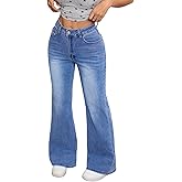 OYICAI Womens High Waisted Bootcut Jeans Curvy Stretchy Buttoned Denim Pants Wide Leg Baggy Jean