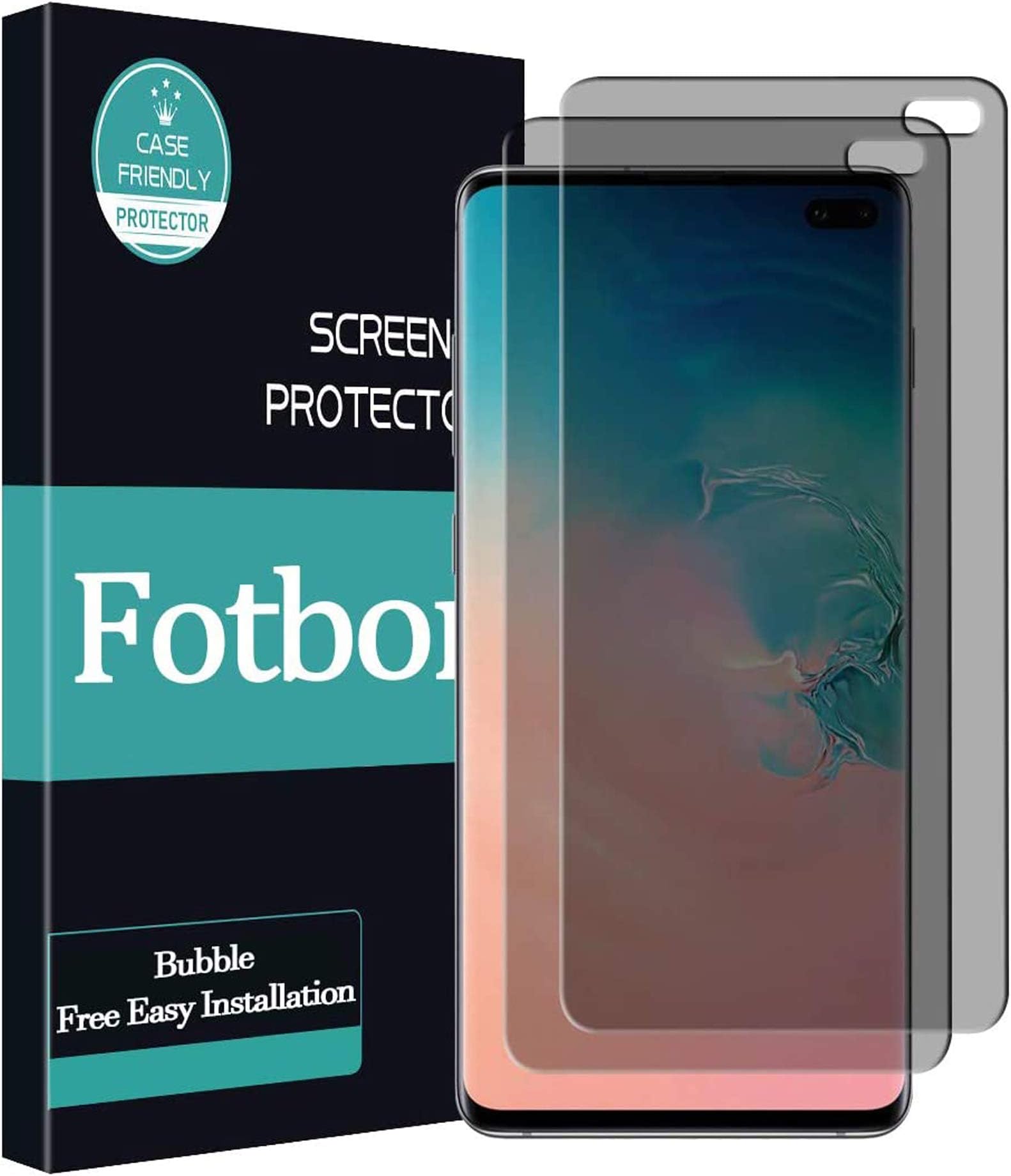 Galaxy S10 Plus Privacy Screen Protector, Anti Spy 9H Hardness Bubble Free Privacy Tempered Glass Screen Protector for Samsung Galaxy S10 Plus 2019 (Not Fit in-Screen Fingerprint)