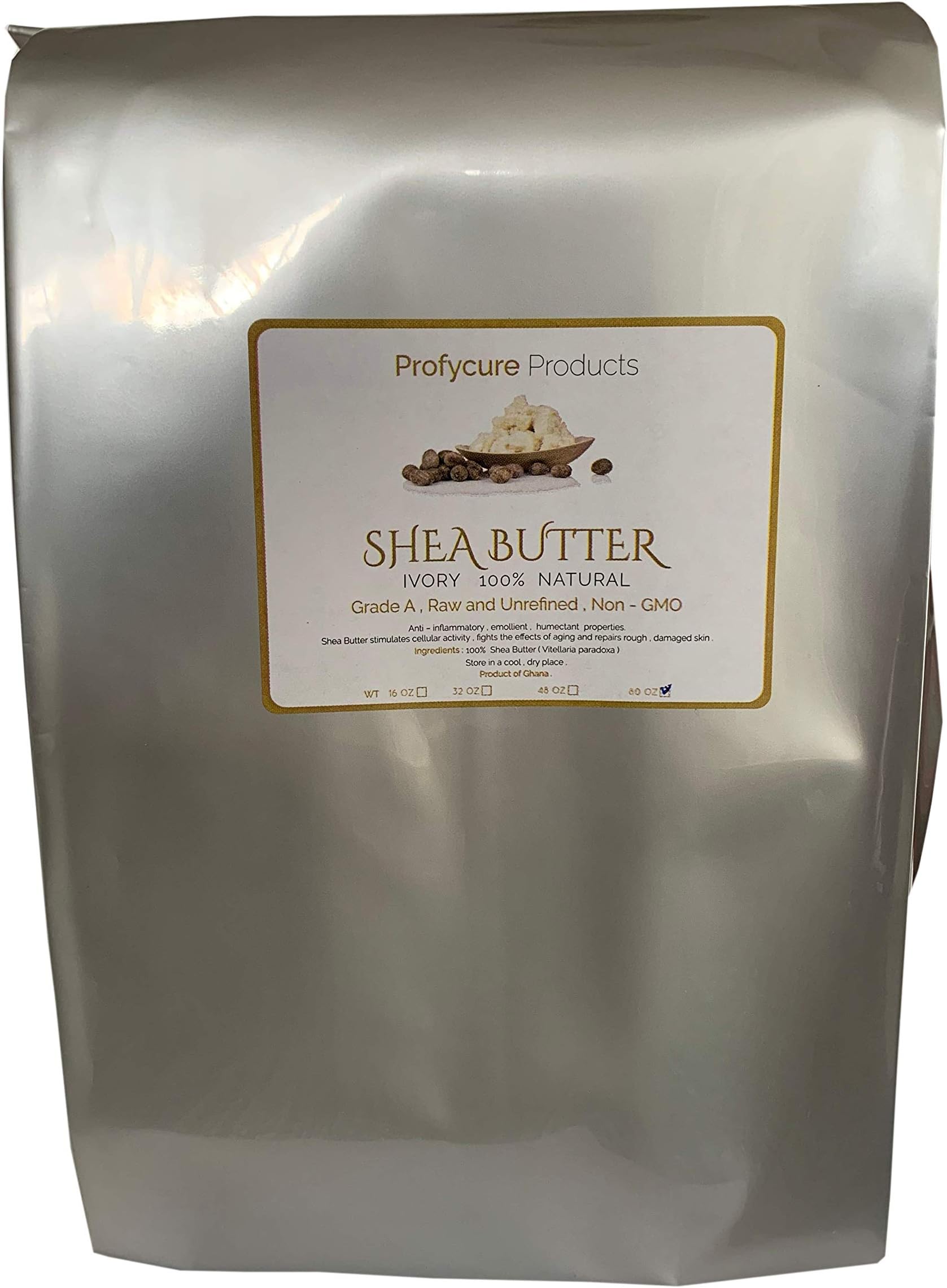 Shea Butter Ivory 5 LB Premium Unrefined Natural 100% non-GMO from Ghana, fresh, Moisturizing & Healing, for Skin Beauty Care Face Body Hair Scalp