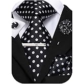Hi-Tie Mens Paisley Floral Striped Ties Set Silk Necktie and Lapel Pin for Men Pocket Square Cufflinks Set Business Wedding