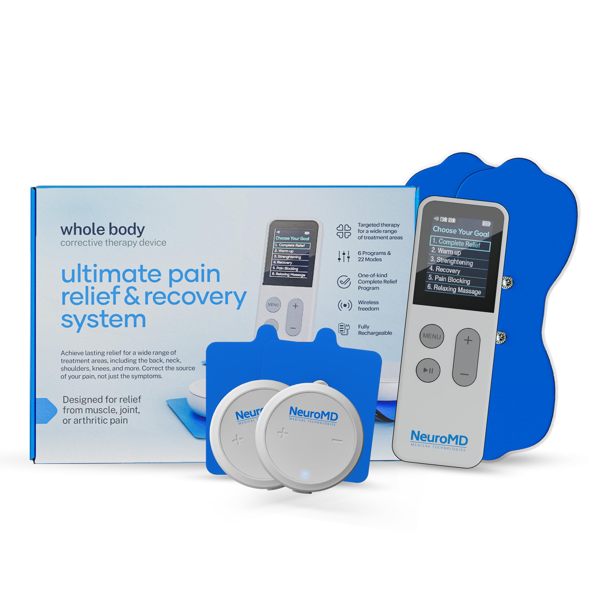 Photo 1 of NeuroMD Wireless TENS Unit Muscle Stimulator for Pain Relief | TENS Machine with Electrode Pads | 5-Step Complete Relief Program with EMS Technology for Back Pain, Muscle Strengthening, and Sciatica