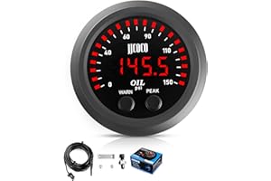JJCOCO 150PSI Oil Pressure Gauge Kit with 1/8NPT Electronic Sensor & Mounting Bracket 12V/24V DC Press Gauge Meter for Car Tr