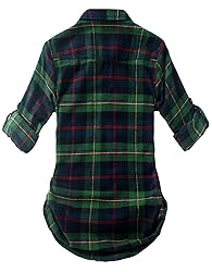 Match Womens Button Down Flannel Plaid Shirts roll