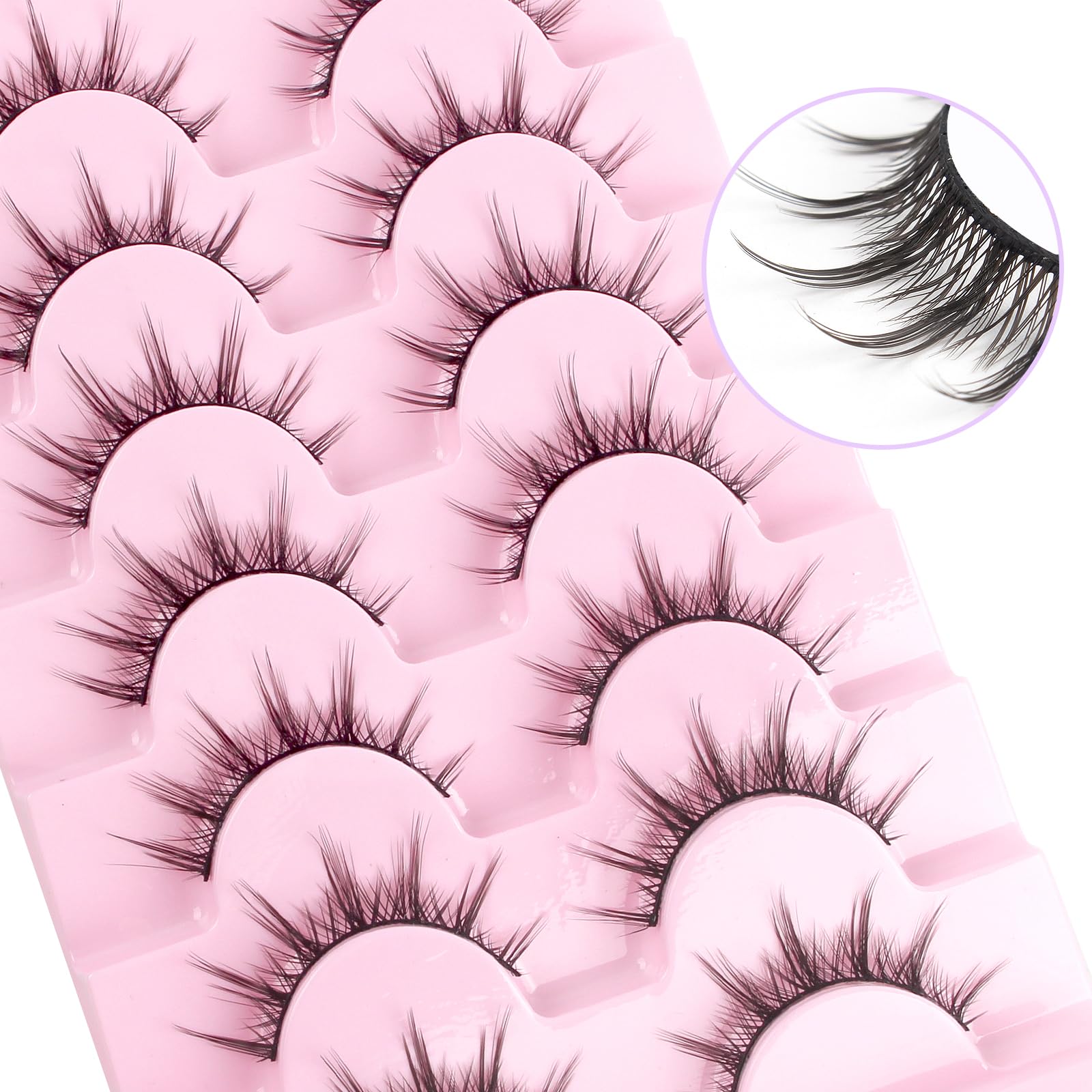 Parriparri Manga Lashes Natural False Eyelashes Spiky Eye Lashes Like Individual Clsuters Anime Asian Japanese Fake Eyelashes Dolly Wispy Fake Eyelashes for Cosplay (7 Pairs) — image 1