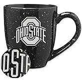 Rico Industries NCAA 16 oz Team Color Laser Engraved Speckled Ceramic Coffee Mug (N & O Schools)