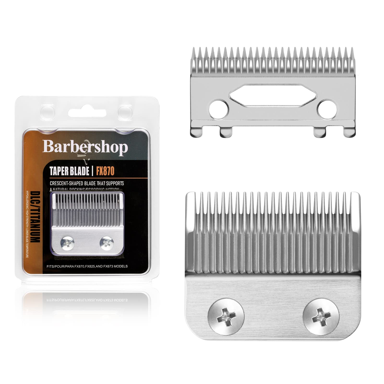 Photo 1 of Amorka FX801R Replacement Blades for FX870 Clippers, Replacement Clipper Blades Compatible with Barberology FX870/FXF880/FX810/FX825/FX673N, Silver