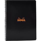 Rhodia Wirebound Notebook 8.8 X11.75 Inches Black Grid, Satin