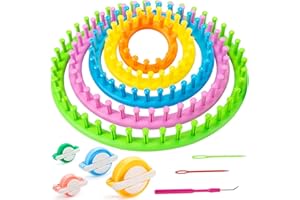 MCPINKY 12PCS Knitting Loom Set, Round Knitting Looms wiht Pom Pom Makers Hook for Hat Scarf Shawl Sweater Socks