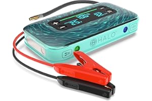 HALO Bolt Air+ 1750 Portable Car Battery Jump Starter | 130 PSI Air Compressor, 59.9Wh USB Power Bank, Large Display, Emergency Floodlight & Charger, Jumps Cars SUVs & Trucks, Inflates Tires — Teal