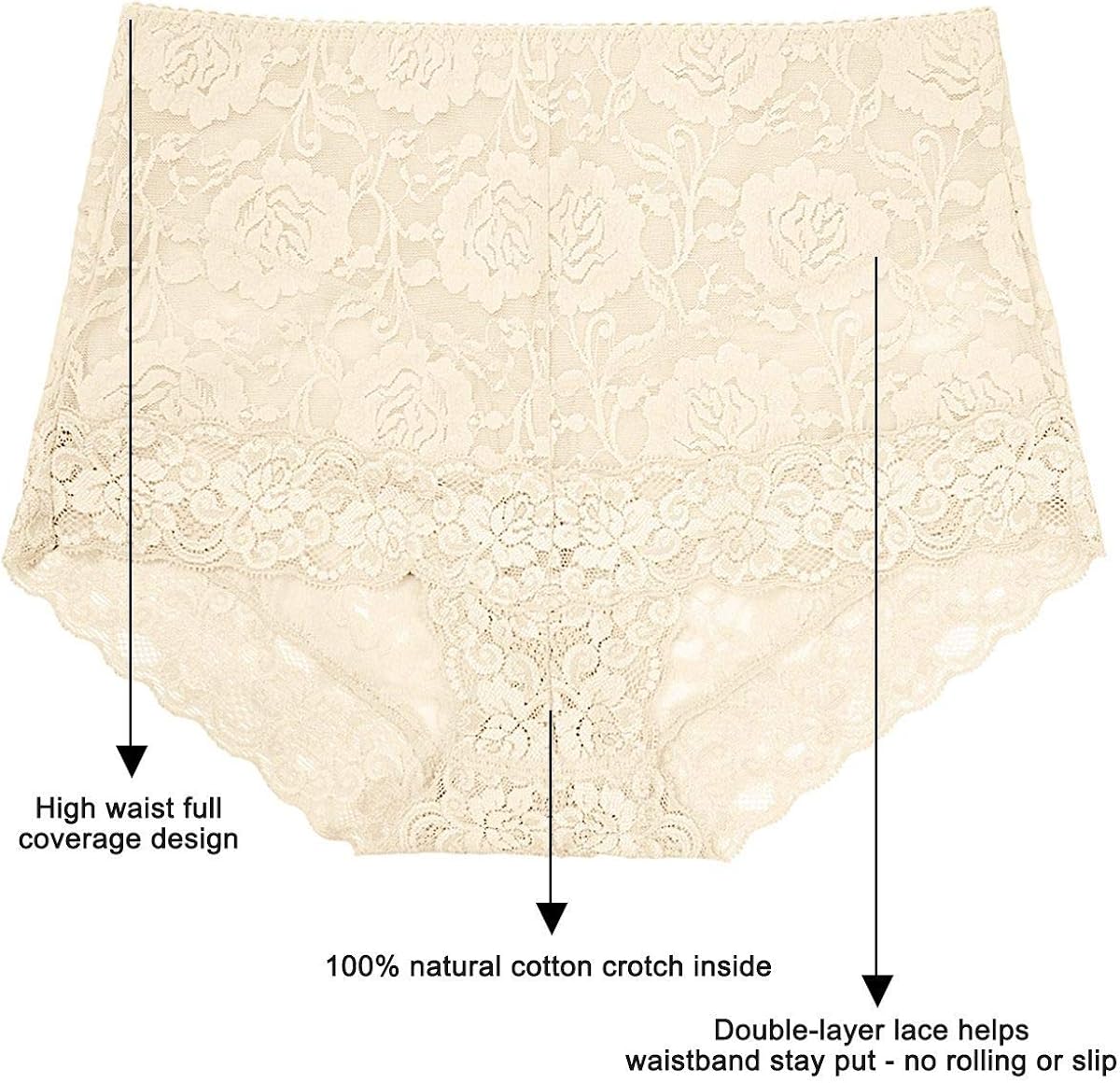Eve's temptation Lily Women's High Waist Lace Panties Underwear Seamless Slimming Full Coverage Brief at  Women’s Clothing store
